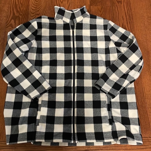 LANDS’ END women’s Plus buffalo check FLEECE zip up black white check size 2X - Picture 13 of 13